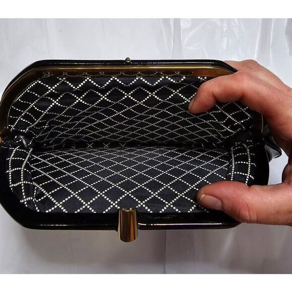 Patent Leather Clutch with Handle - Picture 5 of 7